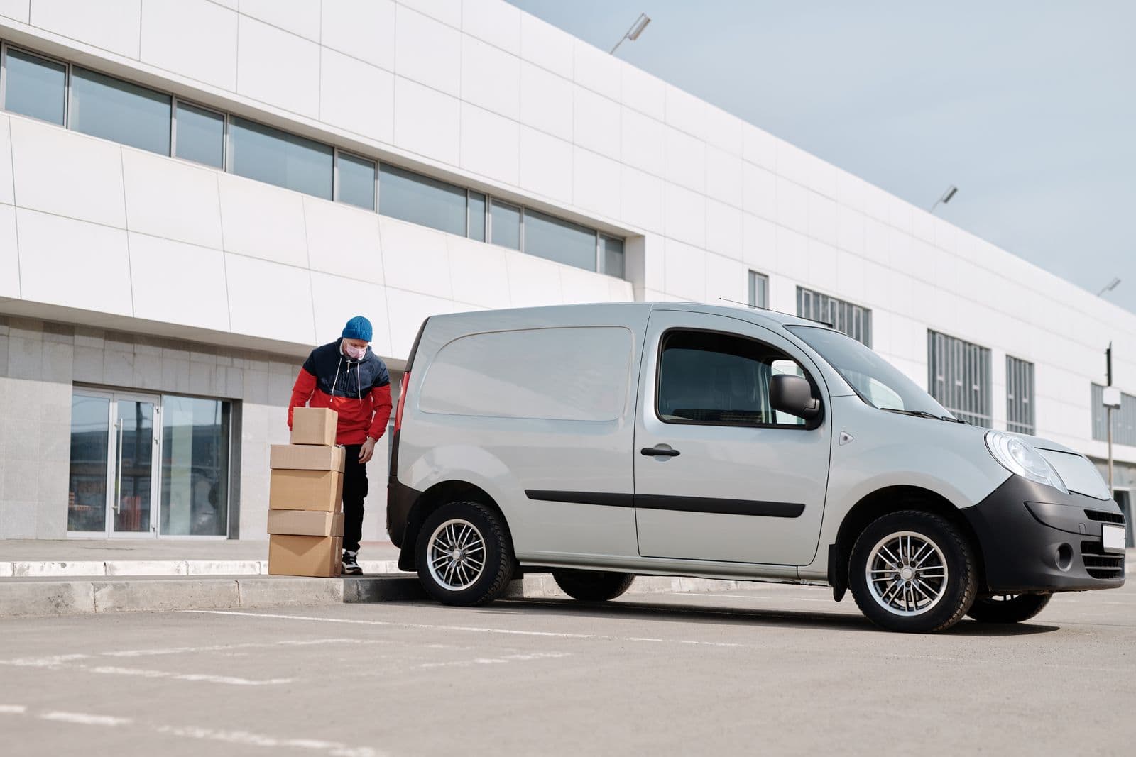 Cargo van with packages ready for goods transport